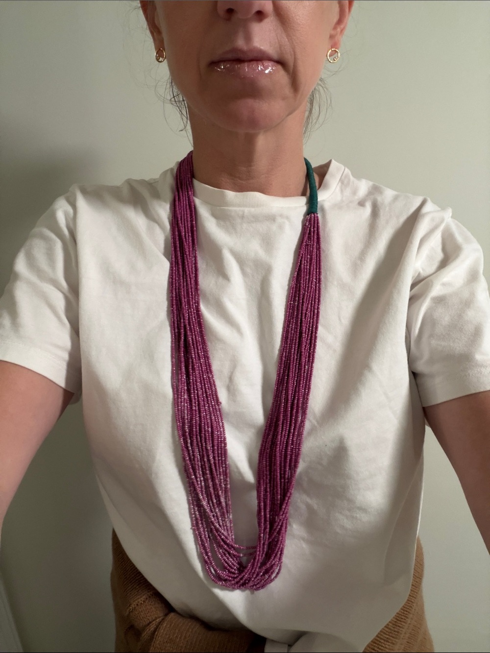 Pink multi strand beaded necklace EUC Vintage